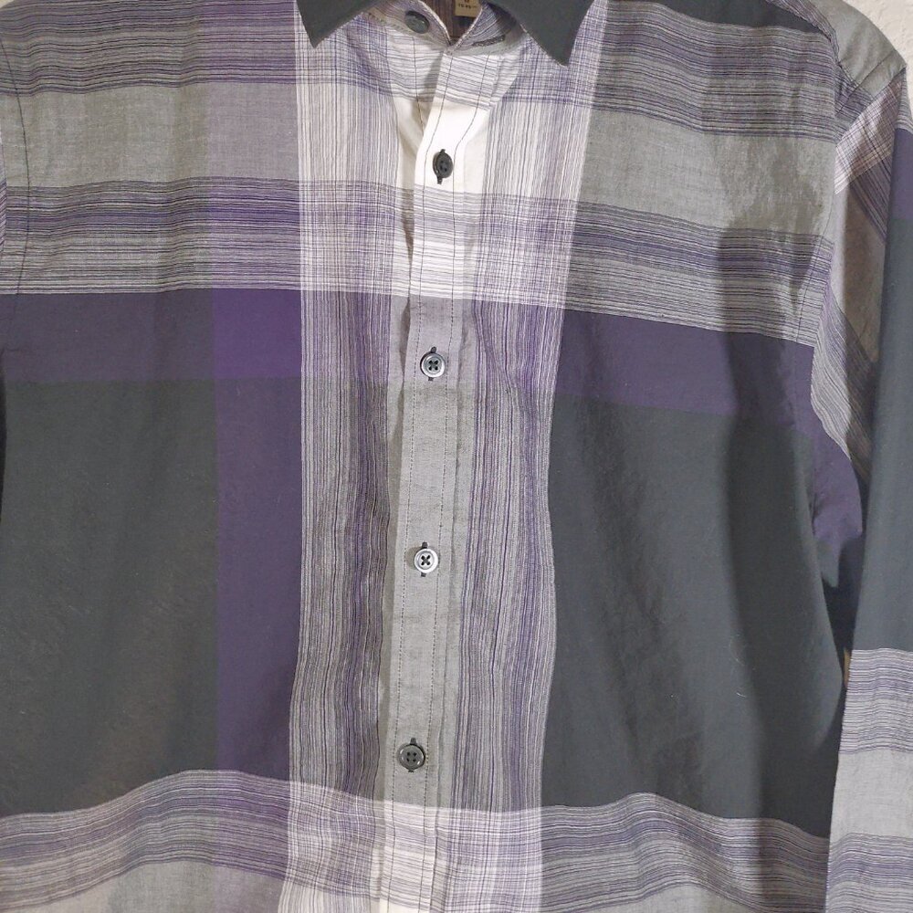 Express Men's Dress Shirt in Black and Purple Very Nice! - Picture 5 of 9